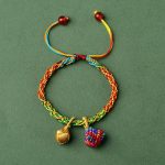 Buddha Stones Colorful Rope Luck Handmade Zongzi Golden Ball Charm Bracelet Bracelet BS Colorful Zongzi Golden Ball Adult(Wrist Circumference 16-19cm)