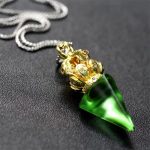 Buddha Stones Tibetan Dorje Vajra 4 Prong Lotus Liuli Crystal Strength Necklace Pendant Necklaces & Pendants BS 7