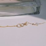 Buddha Stones 14K Gold Plated Pearl Double Peace Buckle Healing Chain Bracelet