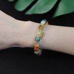 Buddha Stones Colorful Liuli Glass Bead Chinese Lock Charm Fortune Bracelet Bracelet BS 9