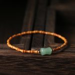 Buddha Stones Natural Olive Pit Green Aventurine Bamboo Pattern Luck Bracelet Bracelet BS 2
