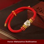 Buddha Stones 999 Sterling Silver Chinese Zodiac Natal Buddha Red Rope Luck Strength Handcrafted Kids Bracelet Bracelet BS Horse-Mahasattva Bodhisattva(Bracelet Size 12cm-16cm)