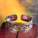 Buddha Stones 925 Sterling Silver Lotus Flower Calm Bracelet Adjustable Bangle Bracelet BS 2