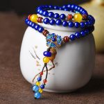 Buddha Stones Lazurite Yellow Agate Positive Bracelet Mala Bracelet BS Lazurite&Yellow Agate