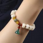 Buddha Stones Natural Bodhi Seed Red Agate Bodhi Calm Harmony Engraved Pumpkin Bead Lotus Bracelet Bracelet BS 2