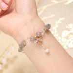 Buddha Stones Amethyst Green Aventurine Strawberry Quartz Positive Elephant Charm Bracelet 28