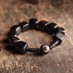 Buddha Stones Tibetan Ebony Wood Dzi Bead Strength Bracelet Bracelet BS 17cm-18cm