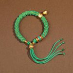 Buddha Stones Tibetan Handmade Luck Protection Thangka Prayer Wheel Bell Charm Braid String Bracelet Bracelet BS 19