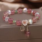 Buddha Stones Strawberry Quartz Rutilated Quartz Fluorite Flower Healing Bracelet Bracelet BS Strawberry Quartz(Wrist Circumference 14-16cm)