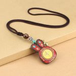 Tibet Ebony Five God of Wealth Thangka Necklace Pendant Necklaces & Pendants BS Yellow