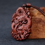 Buddha Stones Lightning Struck Jujube Wood Double Dragon Relief Ward Off Evil Spirits Necklace Pendant 3