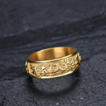 Buddha Stones Om Mani Padme Hum Balance Calm Titanium Steel Ring Rings BS 5