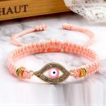 Buddha Stones Evil Eye Keep Away Evil Spirits String Bracelet Bracelet BS Pink&Pink Evil Eye Gold Border