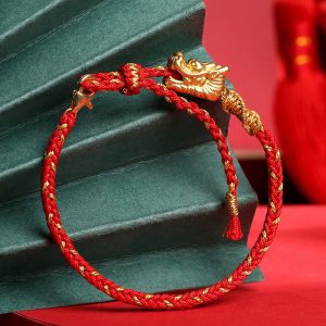Buddha Stones 999 Sterling Silver Handcrafted Dragon Luck Eight Thread Knot Red String Braided Bracelet Bracelet BS main