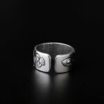 Buddha Stones Tibetan Lotus White Copper Enlightenment Ring Rings BS 4