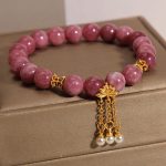 Buddha Stones Pink Tourmaline Lotus Flower Positive Bracelet Bracelet BS 4