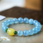 Natural Aquamarine Amber Beads Serenity Healing Bracelet Bracelet BS 6
