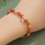 Buddha Stones Peridot White Jade Strawberry Quartz Green Aventurine Bamboo Fu Character Luck Bracelet 17
