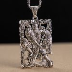 Buddha Stones Guan Gong Dragon Auspicious Clouds Wealth Necklace Pendant Necklaces & Pendants BS Guan Gong&Dragon Hollow Pattern