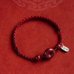 Buddha Stones Handmade Cinnabar Peace Buckle Safe and Healthy Charm Blessing String Bracelet Anklet Bracelet Anklet BS 4