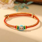 Buddha Stones Colorful Rope Zongzi Pattern Luck Handmade Child Adult Bracelet Bracelet BS Golden Red Rope-Single Zongzi(Blue)(Wrist Circumference 12-20cm)