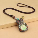 Tibet Ebony Five God of Wealth Thangka Necklace Pendant Necklaces & Pendants BS Green