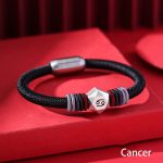 Buddha Stones 999 Sterling Silver 12 Constellations of the Zodiac Blessing Handmade String Bracelet Bracelet BS Cancer