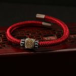 Buddha Stones 925 Sterling Silver Perfect Knot King Kong Knot Faith Strength Bracelet Bracelet BS King Kong Knot-Dark Red(Bracelet Size 21cm)