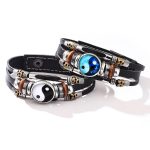 Buddha Stones Yin Yang Leather Balance Bracelet Bracelet BS 1
