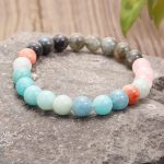 108 Mala Beads Amazonite Black Glitter Stone Positive Tassel Bracelet (Extra 30% Off | USE CODE: FS30) Mala Bracelet BS 9