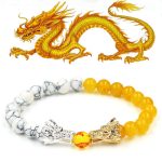 Buddha Stones White Turquoise Lava Rock Dragon Blessing Beaded Bracelet Bracelet BS White Turquoise&Citrine