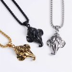 Buddha Stones Ganesh Ganpati Elephant Titanium Steel Protection Pendant Necklace Necklaces & Pendants BS 5