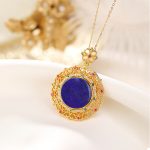 Buddha Stones 925 Sterling Silver Plated Gold Lazurite Positive Necklace Pendant Necklaces & Pendants BS 925 Sterling Silver&Lazurite