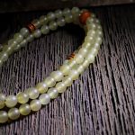 Buddha Stones 108 Mala Beads Tibet Sheep Horn Amber Luck Bracelet Bracelet Mala BS 7
