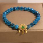 Buddha Stones Blue Candy Agate Chinese Lock Charm Healing Bracelet Bracelet BS 5