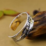 Buddha Stones 925 Sterling Silver Lotus Flower Calm Bracelet Adjustable Bangle Bracelet BS 3