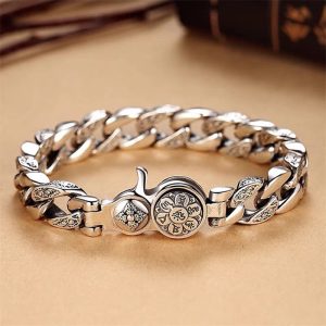 Buddha Stones Tibet Om Mani Padme Hum Double Dorje Vajra Creativity Bracelet Bracelet BS 22cm