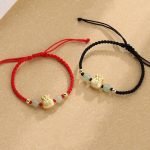 Buddha Stones Lucky Money Bag Fu Character Jade Bead Luck Braided Bracelet Bracelet BS main