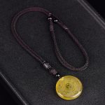 Buddha Stones Taoism Five Sacred Mountains Yin Yang Symbol Liuli Crystal Balance Necklace Pendant Key Chain Necklaces & Pendants BS 10