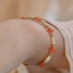 Buddha Stones Tridacna Stone Red Agate Hetian Jade Blessing Bracelet Bracelet BS 8