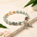 Buddha Stones 925 Sterling Silver Natural Jade Amber PiXiu Pony Success Bracelet Bracelet BS 7