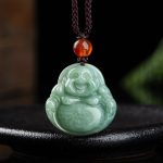 Buddha Stones Laughing Buddha Cyan Jade Success Necklace String Pendant Necklaces & Pendants BS Cyan Jade