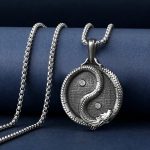 Buddha Stones Pure Tin Yin Yang Dragon Luck Strength Necklace Pendant Necklaces & Pendants BS 3
