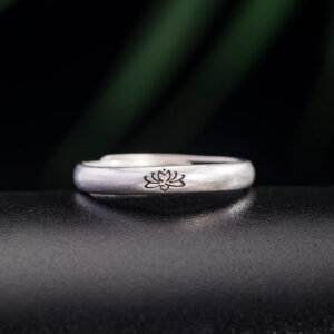Buddha Stones 925 Sterling Silver Lotus Flower Enlightenment Ring Ring BS 925 Sterling Silver