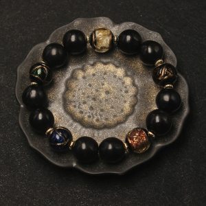 Buddha Stones Western Soapberry Incense Ash Liuli Glass Bead Wealth Bracelet Bracelet BS Western Soapberry&Liuli Glass