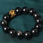 Buddha Stones Rainbow Obsidian Om Mani Padme Hum Swastika Positive Bracelet Bracelet BS 9