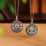 Buddha Stones 999 Sterling Silver Koi Fish Fu Character Lotus Peace Buckle Wealth Necklace Pendant Necklaces & Pendants BS main