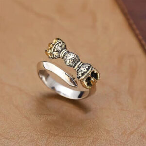 Buddha Stones Tibetan Dorje Vajra Engraved Design Copper Luck Wealth Adjustable Ring Ring BS Dorje/Vajra(Enlightenment♥Spiritual Power)