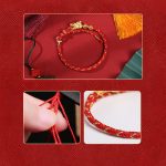 Buddha Stones 999 Sterling Silver Handcrafted Dragon Luck Eight Thread Knot Red String Braided Bracelet Bracelet BS 5