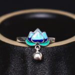 Buddha Stones Lotus Flower Pattern Enlightenment Ring Ring BS 2